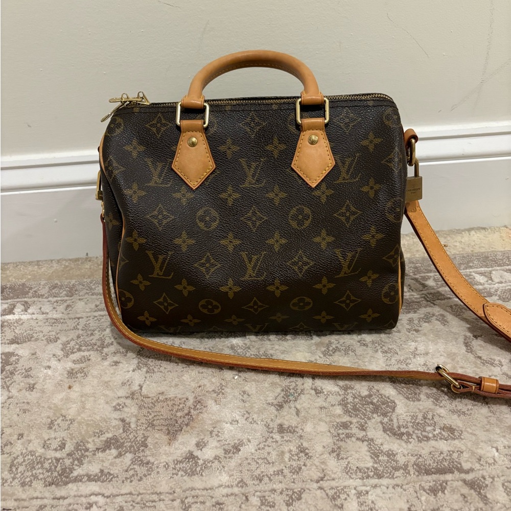 Louis Vuitton Brown Monogram speedy Bag with Vachetta Leather